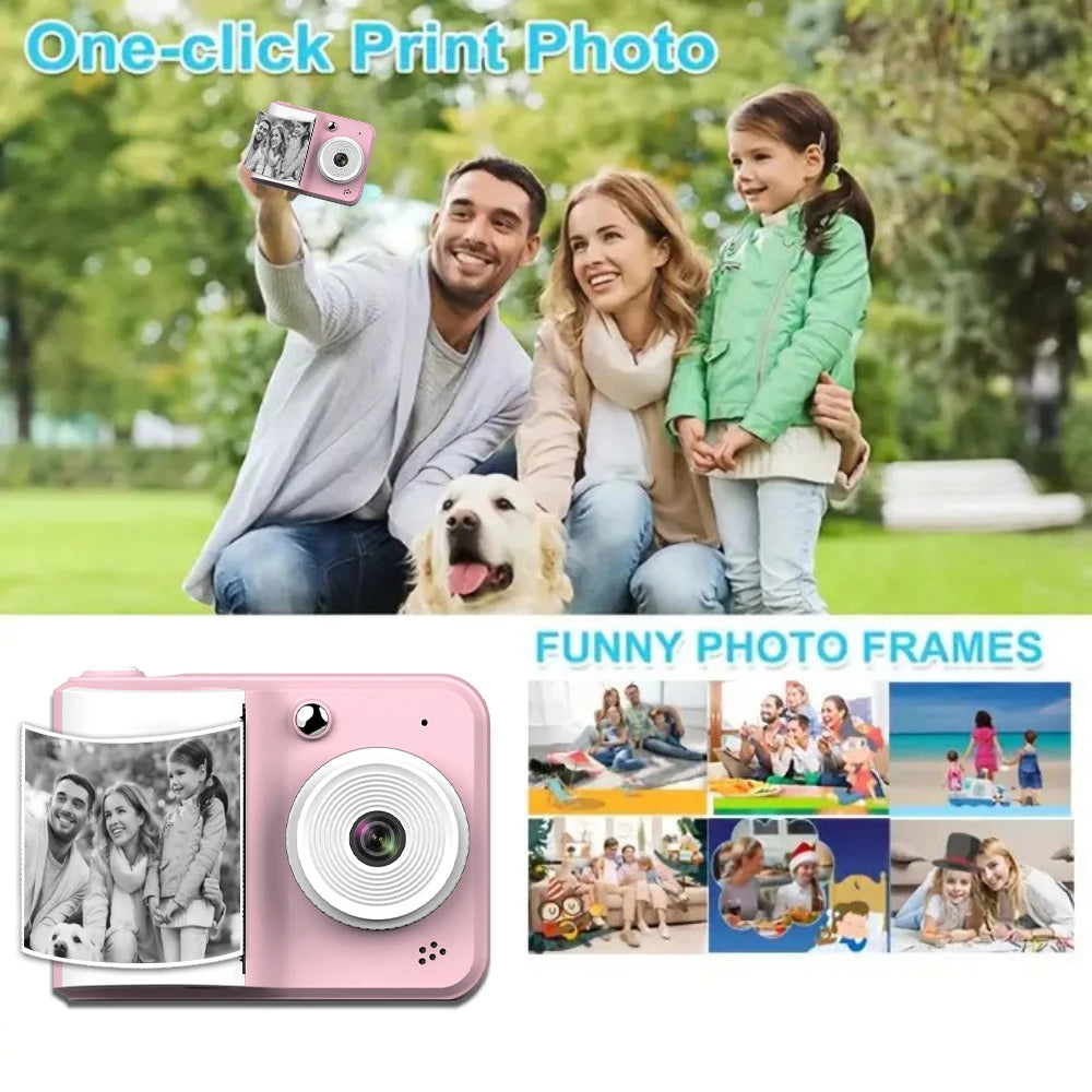 Kids Instant Printing Photo1080P HD Dual Lens Selfie Digital Camera