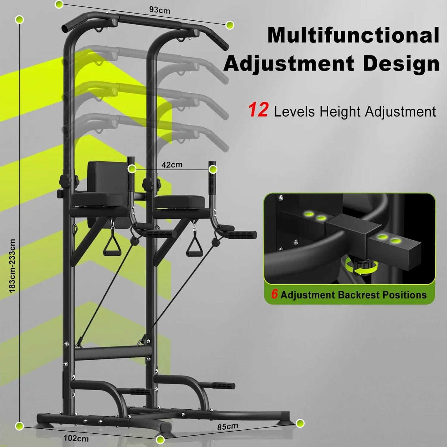 Power Tower Dip Station Pull Up Bar Multi Function Power Tower
