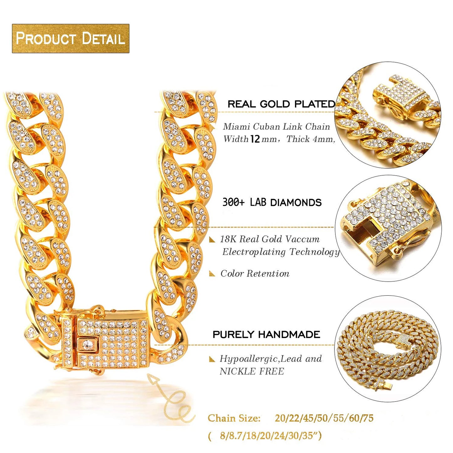 Luxury Gold/Silver/Rose Gold Cat & Dog Chain Collar