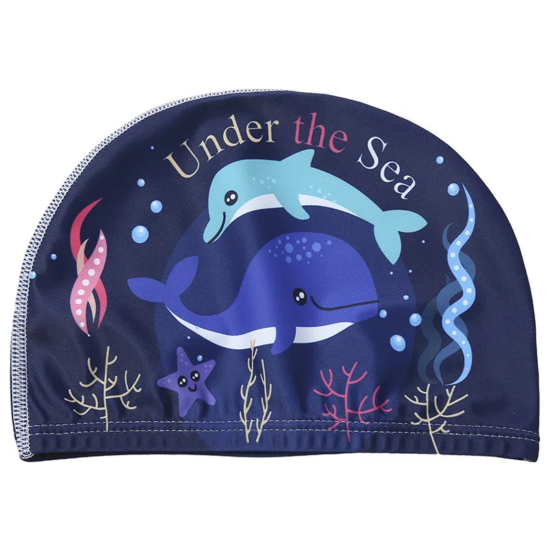 Cartoon Swimming Cap Children Kids Elastic Fabric