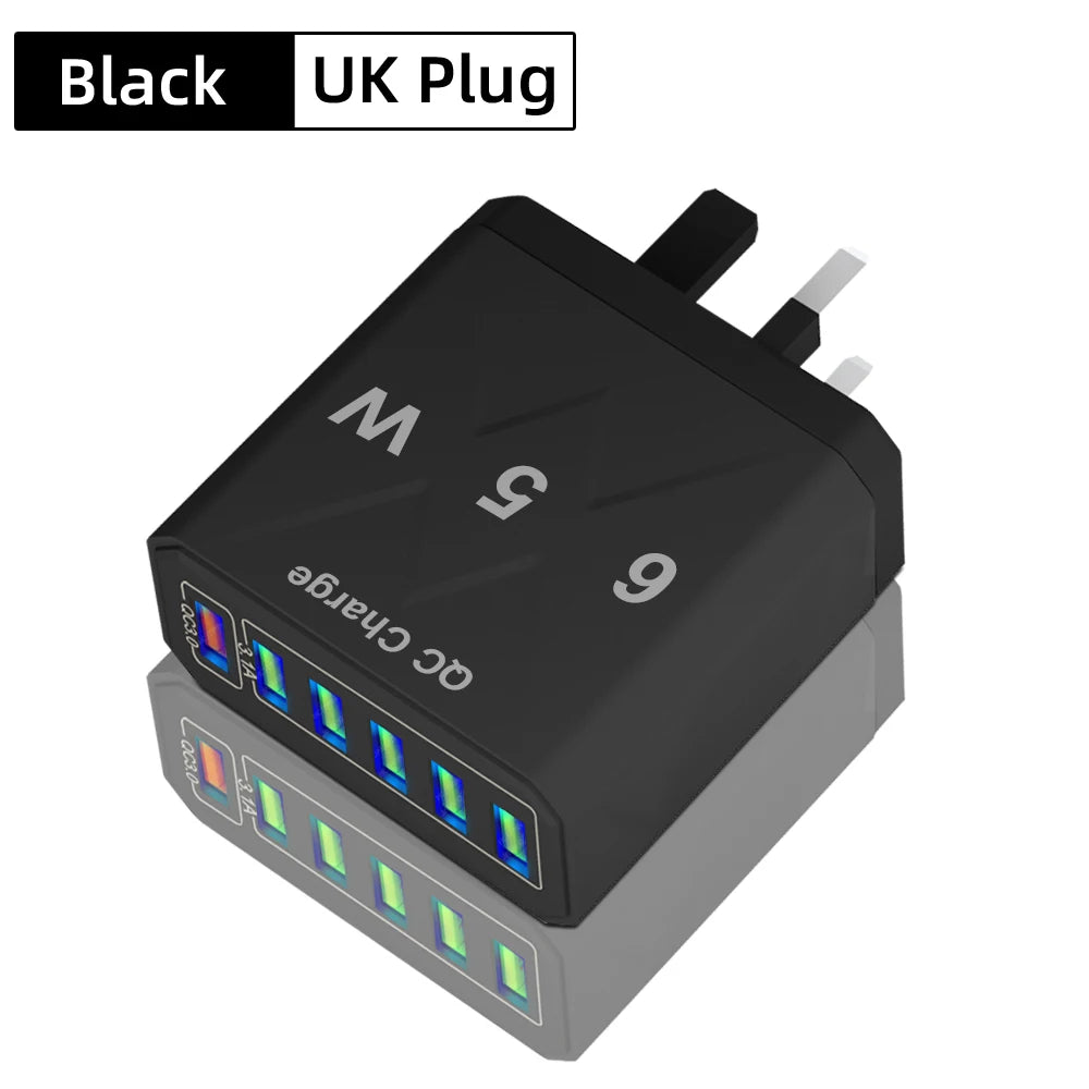 6 Ports USB Charger Fast Charger QC3.0