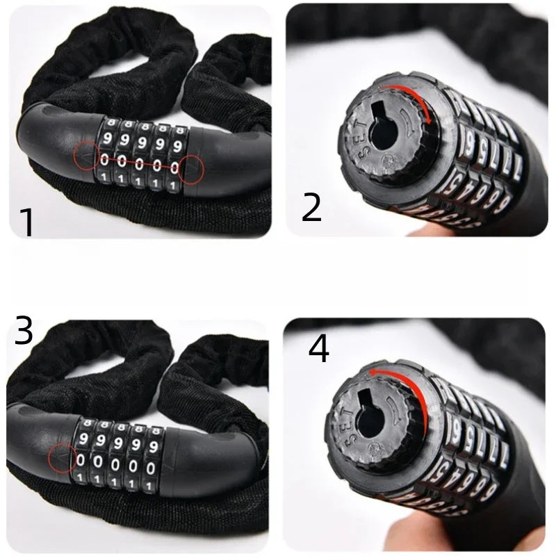 Motorcycle combination lock chain anti-theft