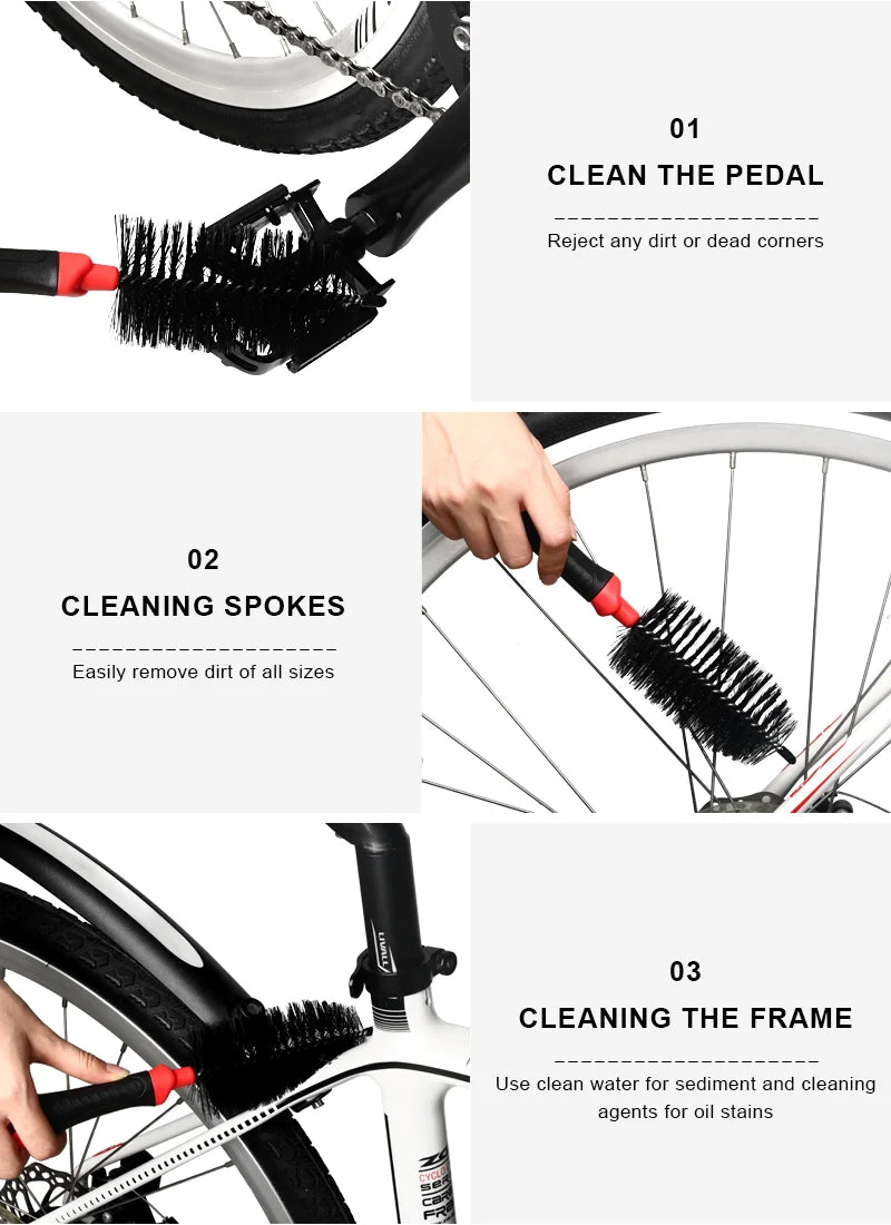 RIDERACE Chain Cleaner Portable Cycling Cleaning Brushes Kit MTB Scrubber Quick Washing Kit chain Maintenance Tools
