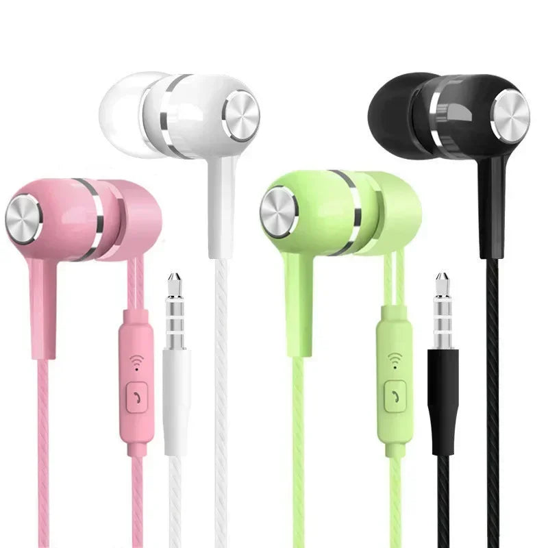 Wired Headphones Sport Earbuds with Bass Stereo Mic Music Earphones