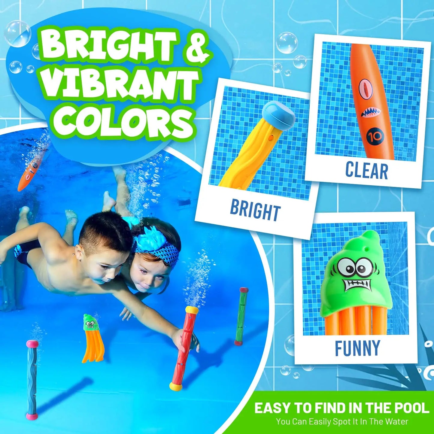Diving Pool Toys for Kids Summer Swim Fun Pool Games Sinking Breath Closure Training