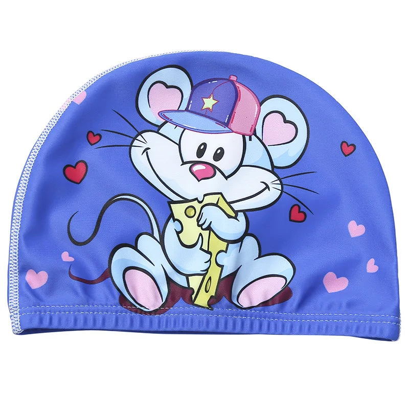 Cartoon Swimming Cap Children Kids Elastic Fabric