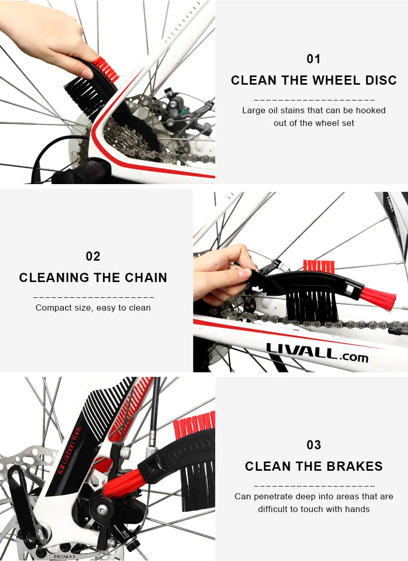 RIDERACE Chain Cleaner Portable Cycling Cleaning Brushes Kit MTB Scrubber Quick Washing Kit chain Maintenance Tools