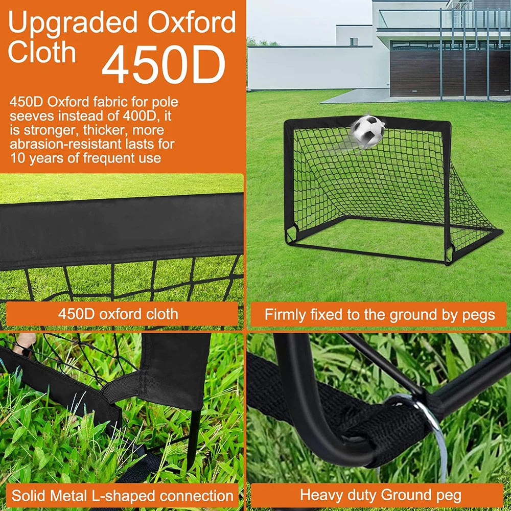 Goals For Back Garden Set 2pcs Portable Training Football Net