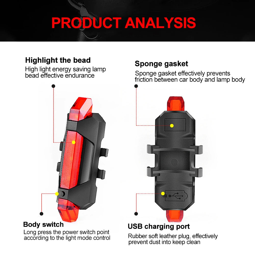 USB Rechargeable Bike Light Taillight