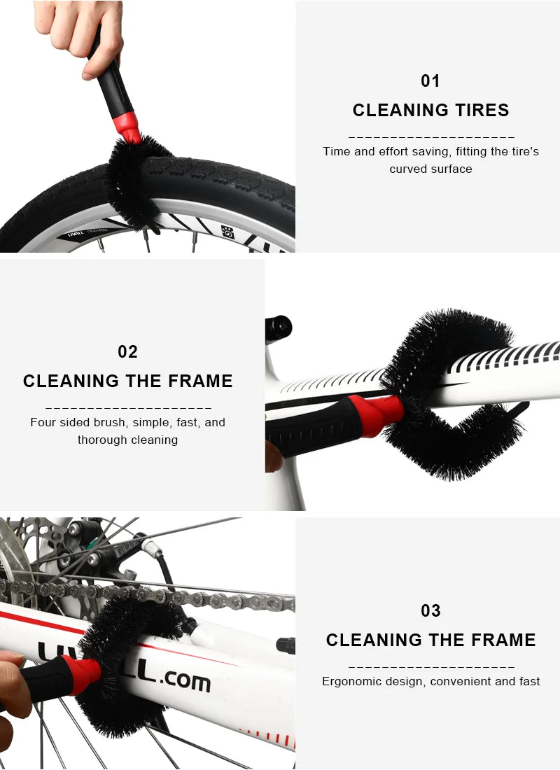 RIDERACE Chain Cleaner Portable Cycling Cleaning Brushes Kit MTB Scrubber Quick Washing Kit chain Maintenance Tools