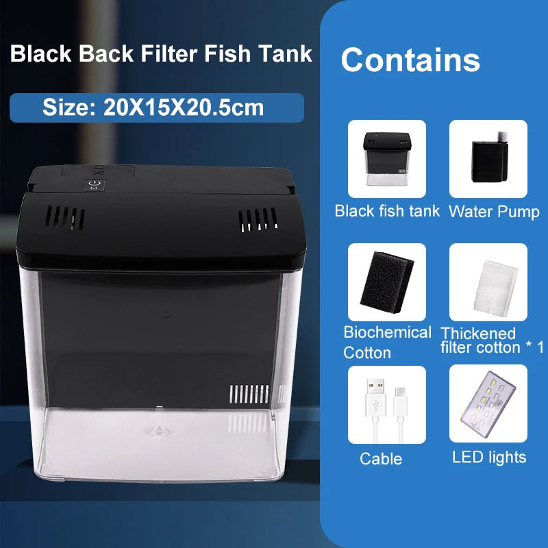 Self Circulating Tabletop Fish Tank With Back Filter
