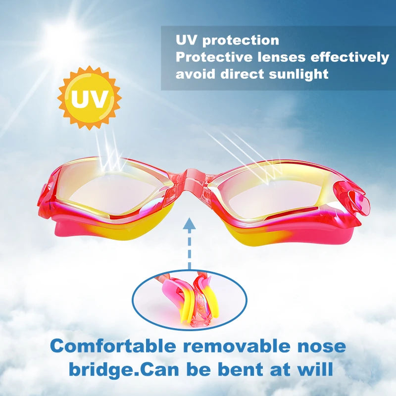 JSJM Professional Kids Swimming Goggles Anti-Fog UV Protection Silicone