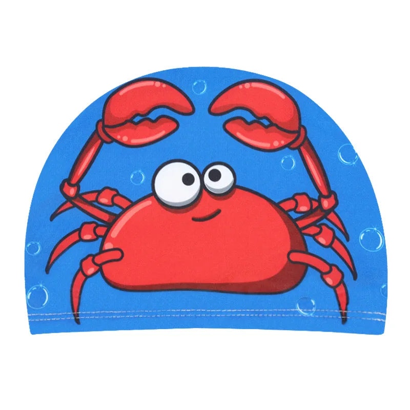 Cartoon Swimming Cap Children Kids Elastic Fabric
