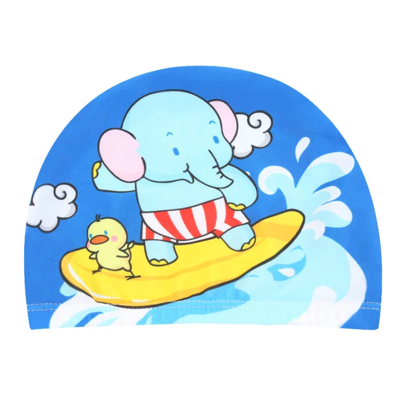 Cartoon Swimming Cap Children Kids Elastic Fabric