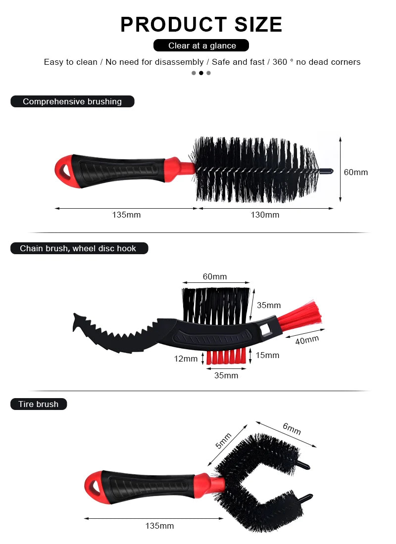 RIDERACE Chain Cleaner Portable Cycling Cleaning Brushes Kit MTB Scrubber Quick Washing Kit chain Maintenance Tools