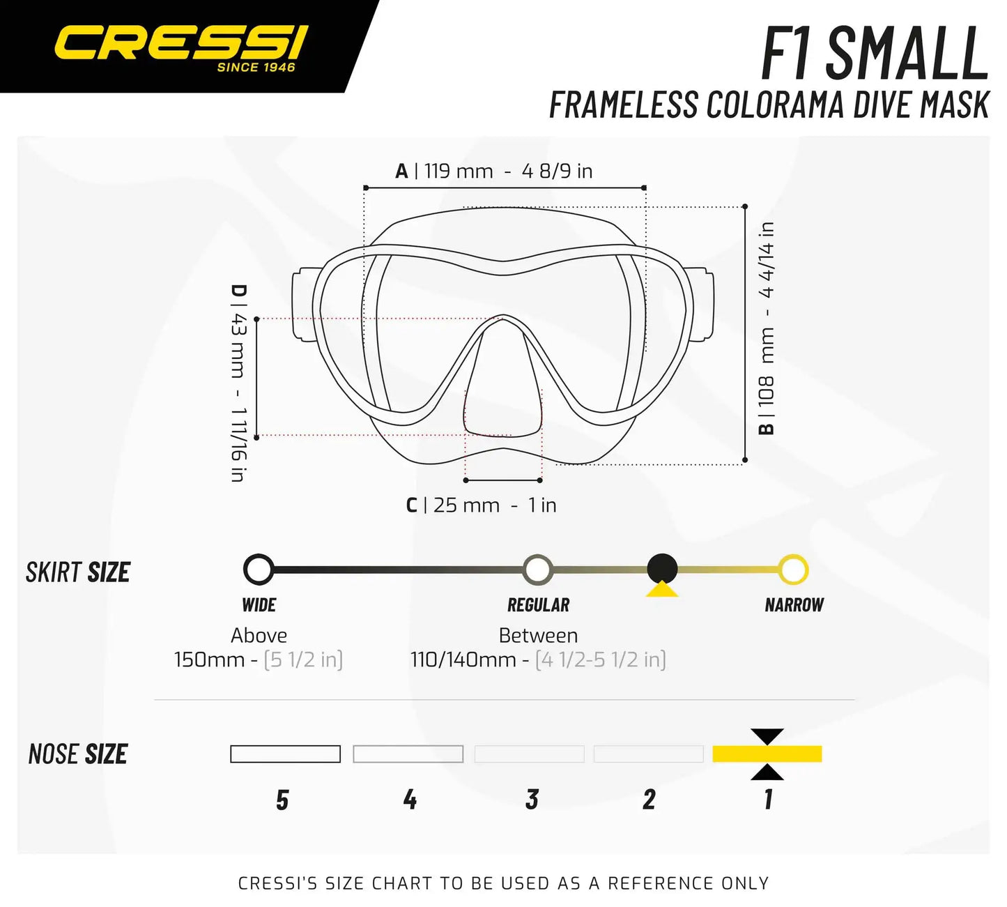 Cressi F1 Kids Diving Mask Snorkel Set Frameless Mono Lens Small Size for Boys Girls