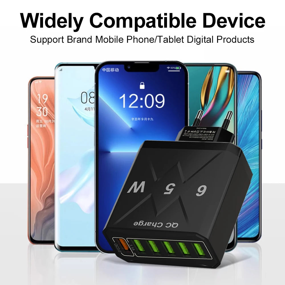 6 Ports USB Charger Fast Charger QC3.0
