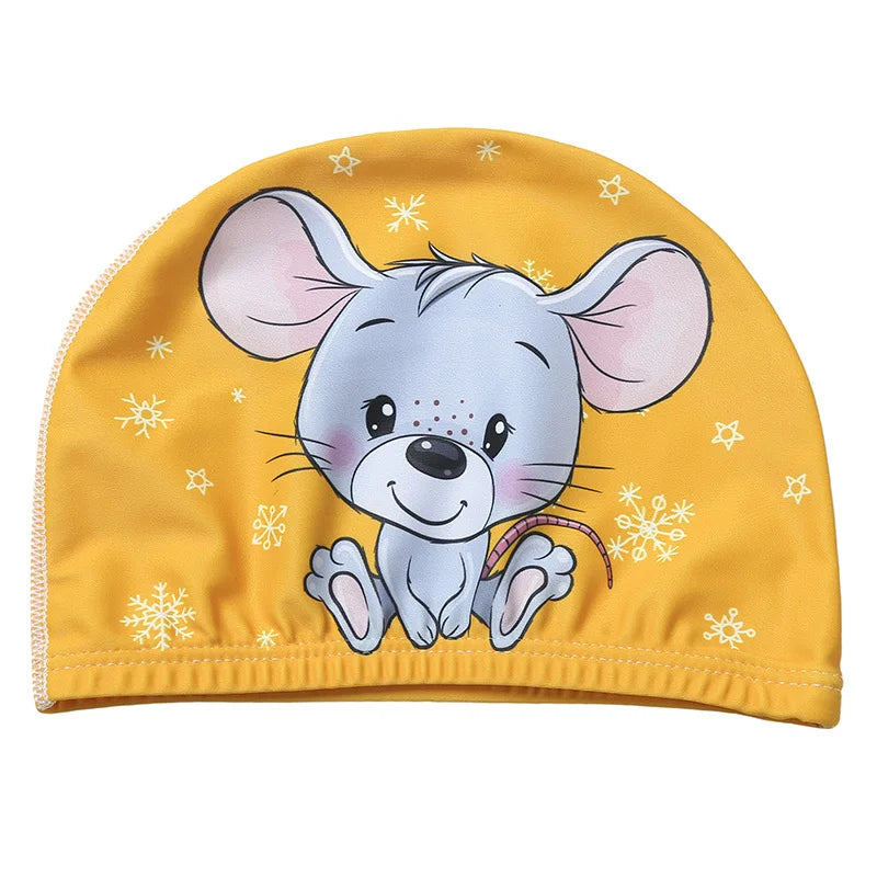 Cartoon Swimming Cap Children Kids Elastic Fabric