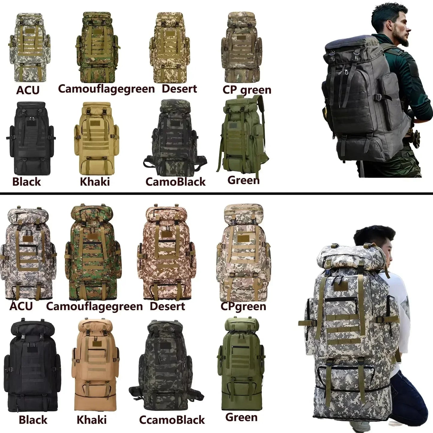 80L/100L Tactical Backpacks Large Rucksack