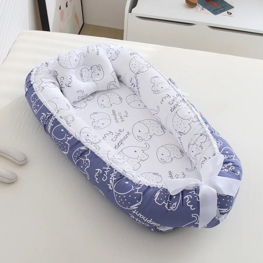 Baby Nest Bed with Pillow Portable Crib Travel Bed Bassinet