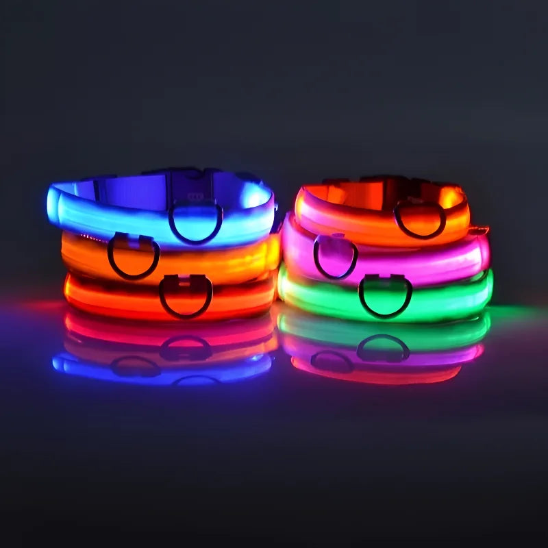 Dog Safety Nylon LED Fluorescent Collar