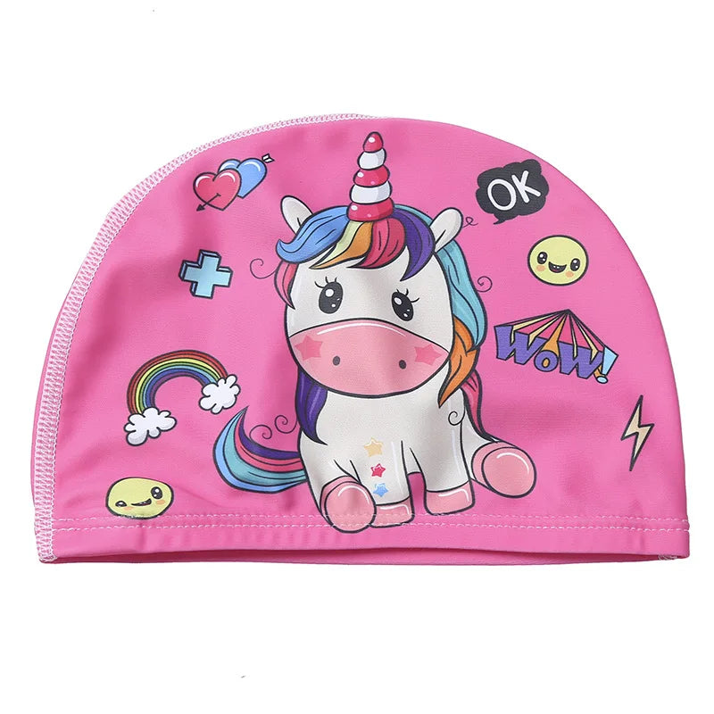 Cartoon Swimming Cap Children Kids Elastic Fabric