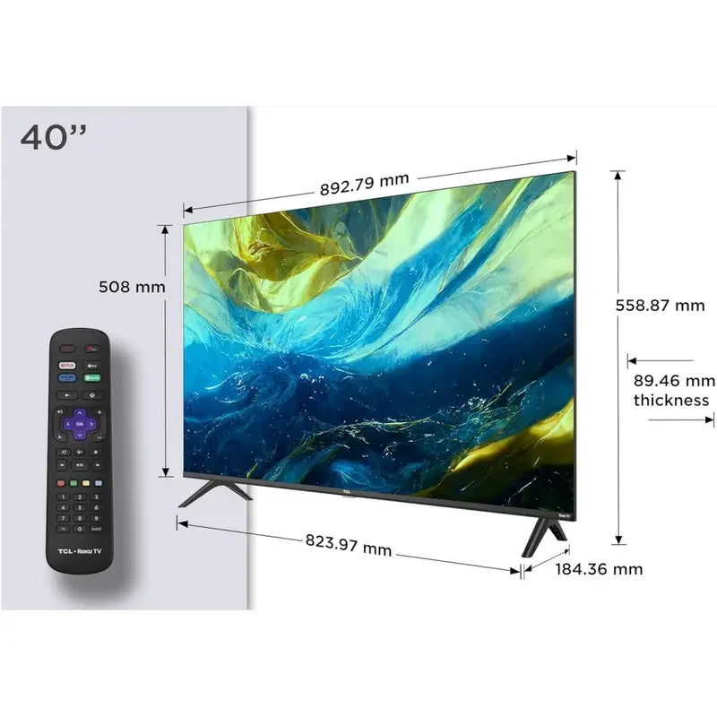 TCL, 40-inch Roku TV, Full HD, Dolby Audio Inserted