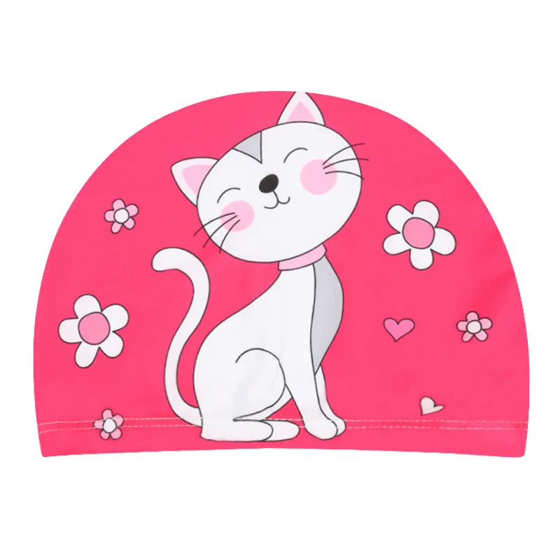 Cartoon Swimming Cap Children Kids Elastic Fabric