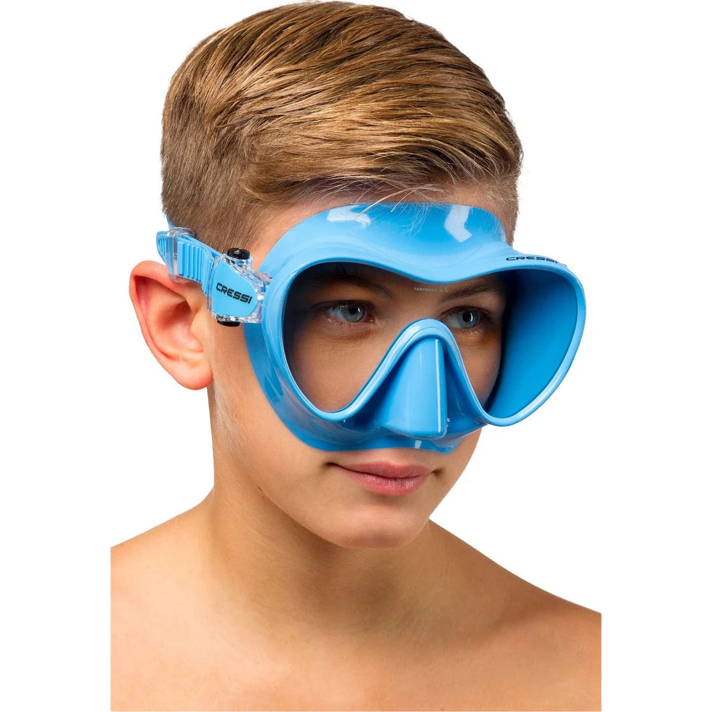Cressi F1 Kids Diving Mask Snorkel Set Frameless Mono Lens Small Size for Boys Girls