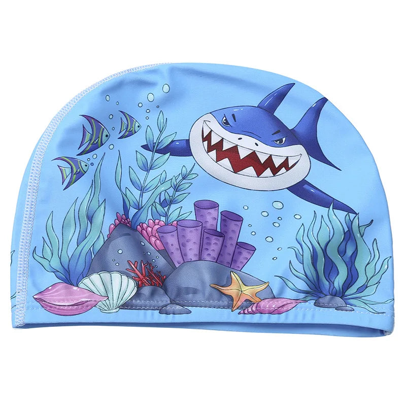 Cartoon Swimming Cap Children Kids Elastic Fabric