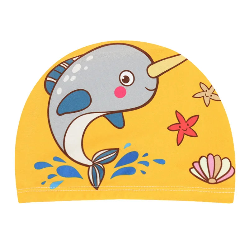 Cartoon Swimming Cap Children Kids Elastic Fabric