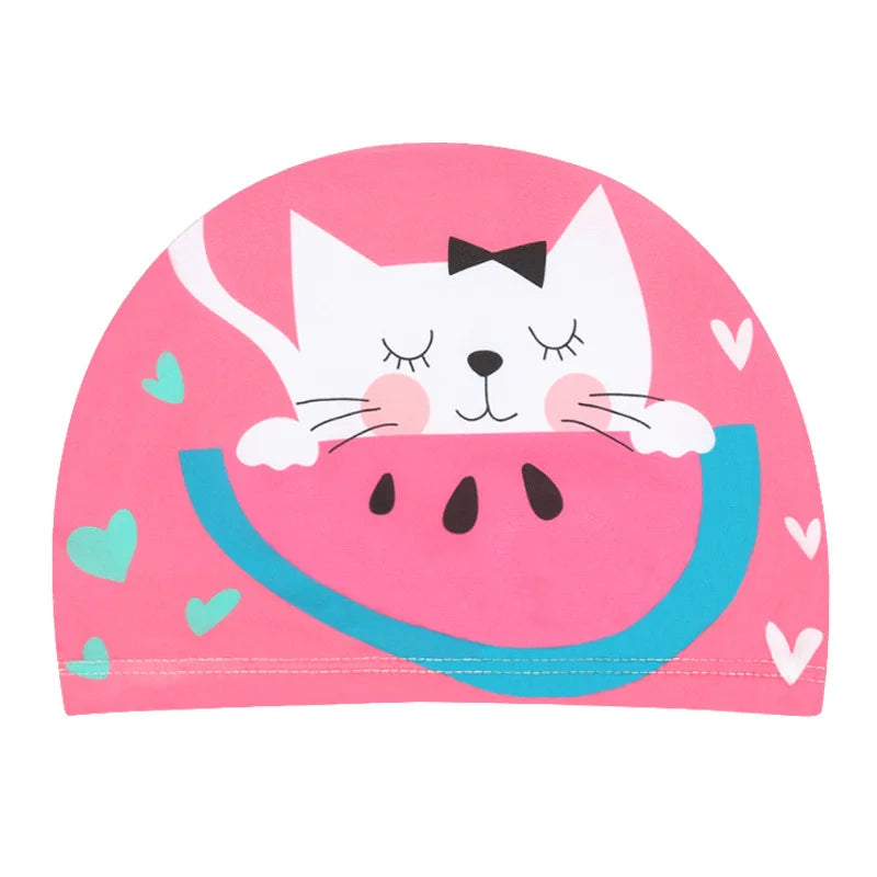 Cartoon Swimming Cap Children Kids Elastic Fabric