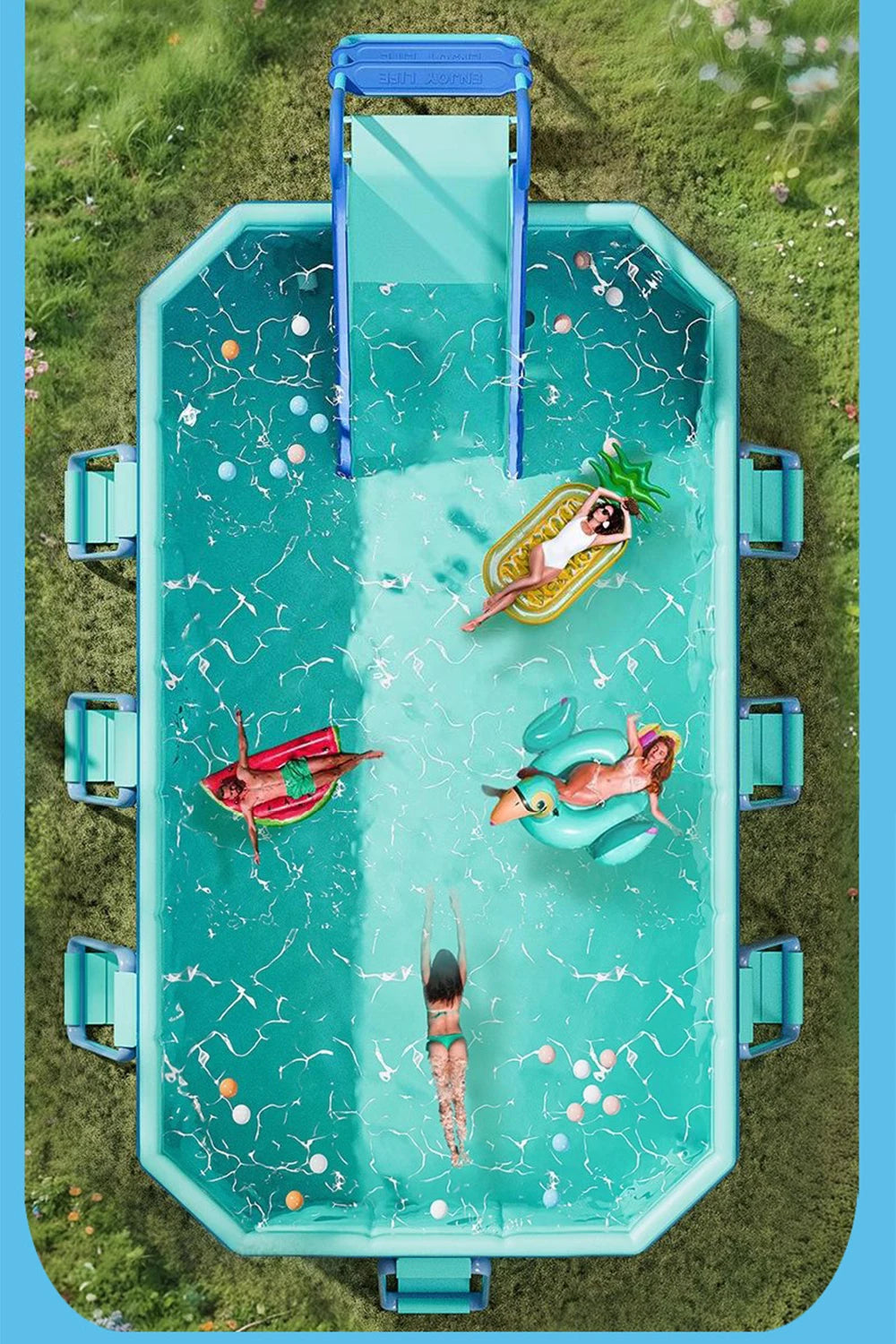 1.8m 2.1m 2.6m 3m PVC Swimming Pool Foldable Non-Inflatable Home Outdoor Garden