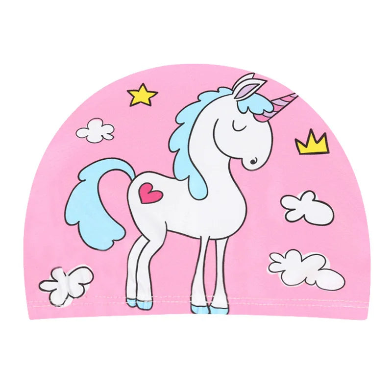 Cartoon Swimming Cap Children Kids Elastic Fabric