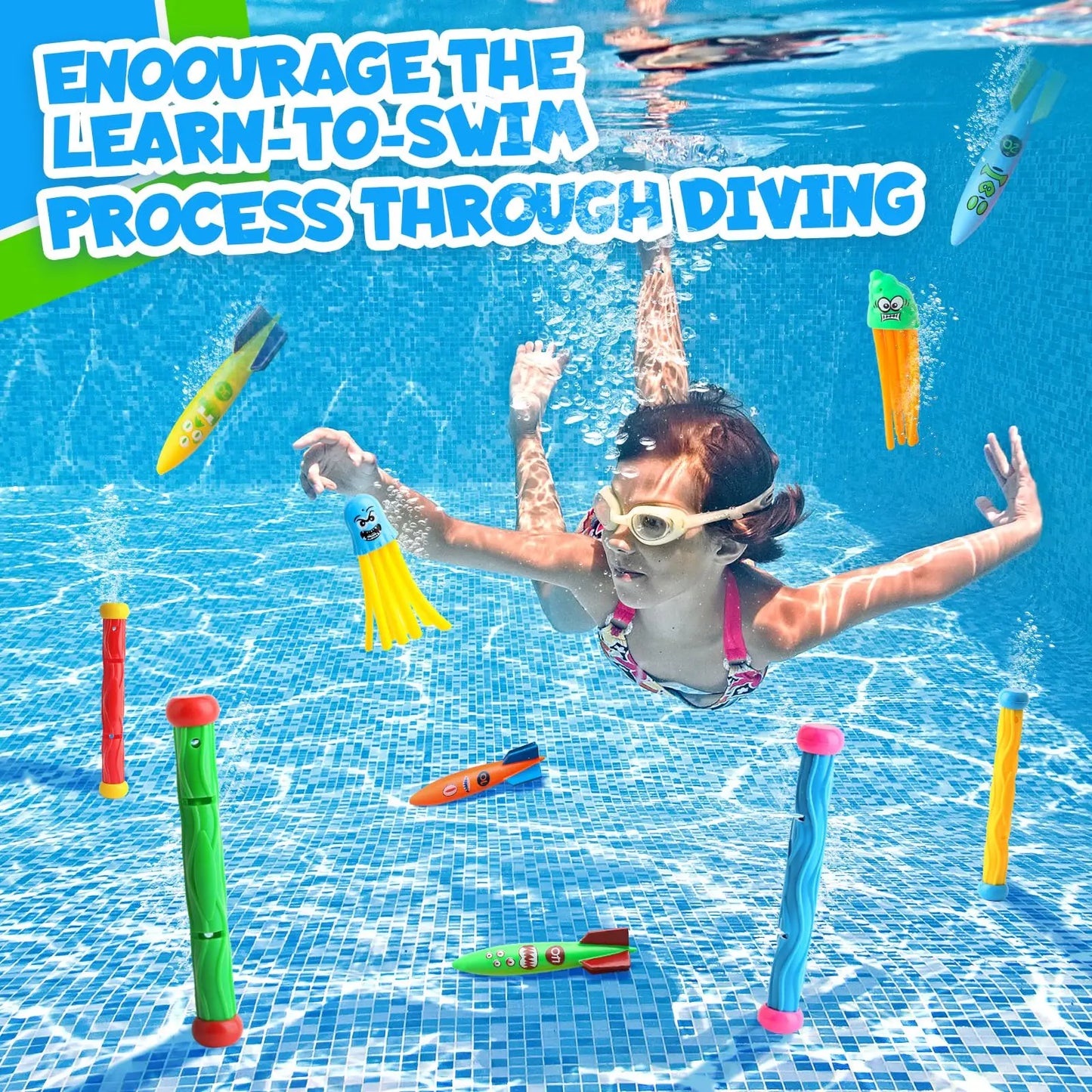 Diving Pool Toys for Kids Summer Swim Fun Pool Games Sinking Breath Closure Training