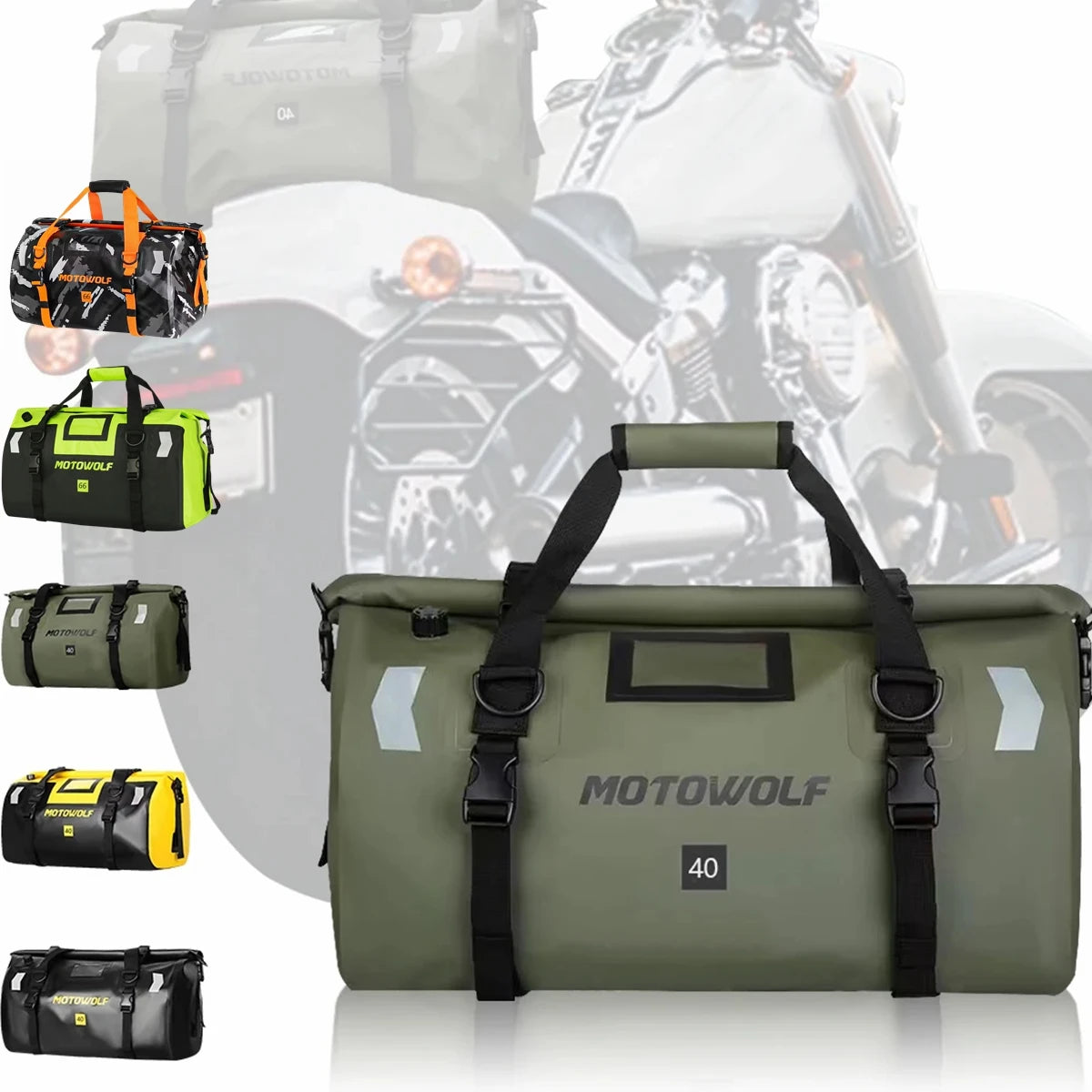 Motorcycle Dry Bag Waterproof Reflective Tail Luggage