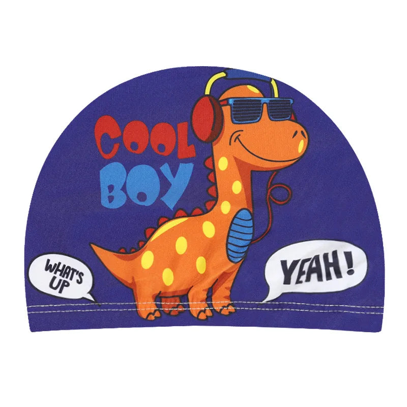 Cartoon Swimming Cap Children Kids Elastic Fabric