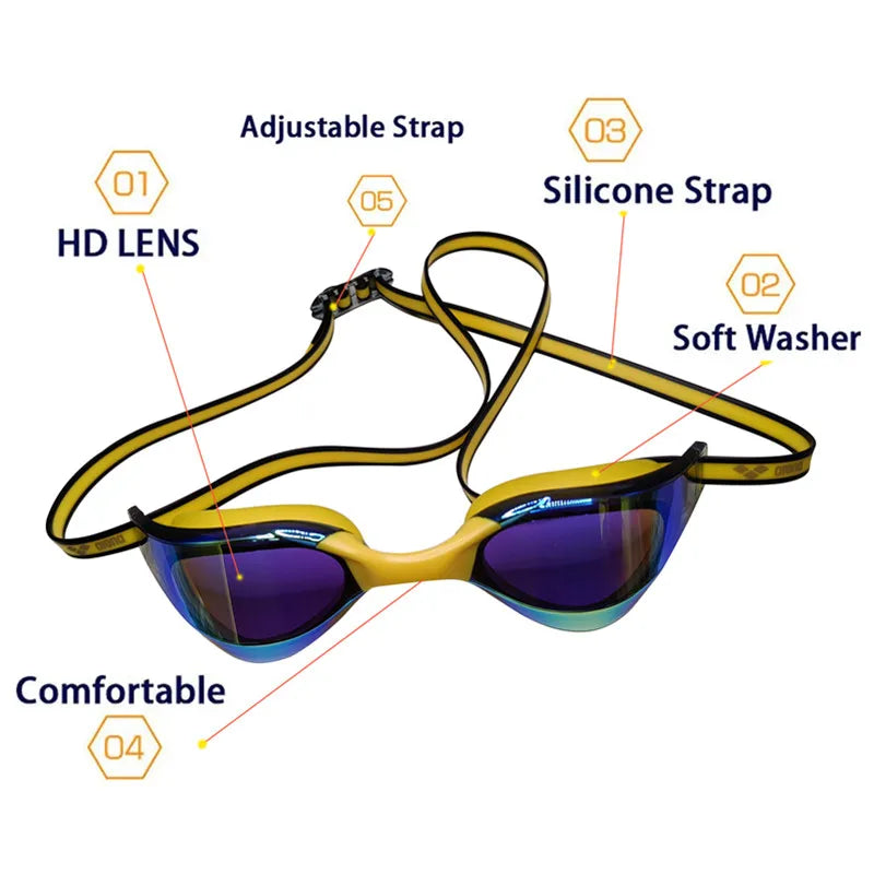 ARENA Professional Anti-Fog HD Swimming Goggles Leak Proof Men Women Adjustable Silicone