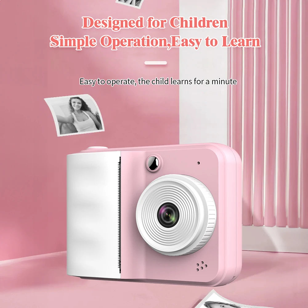 Kids Instant Printing Photo1080P HD Dual Lens Selfie Digital Camera