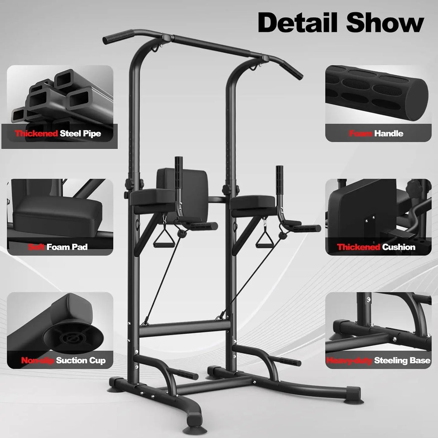Power Tower Dip Station Pull Up Bar Multi Function Power Tower