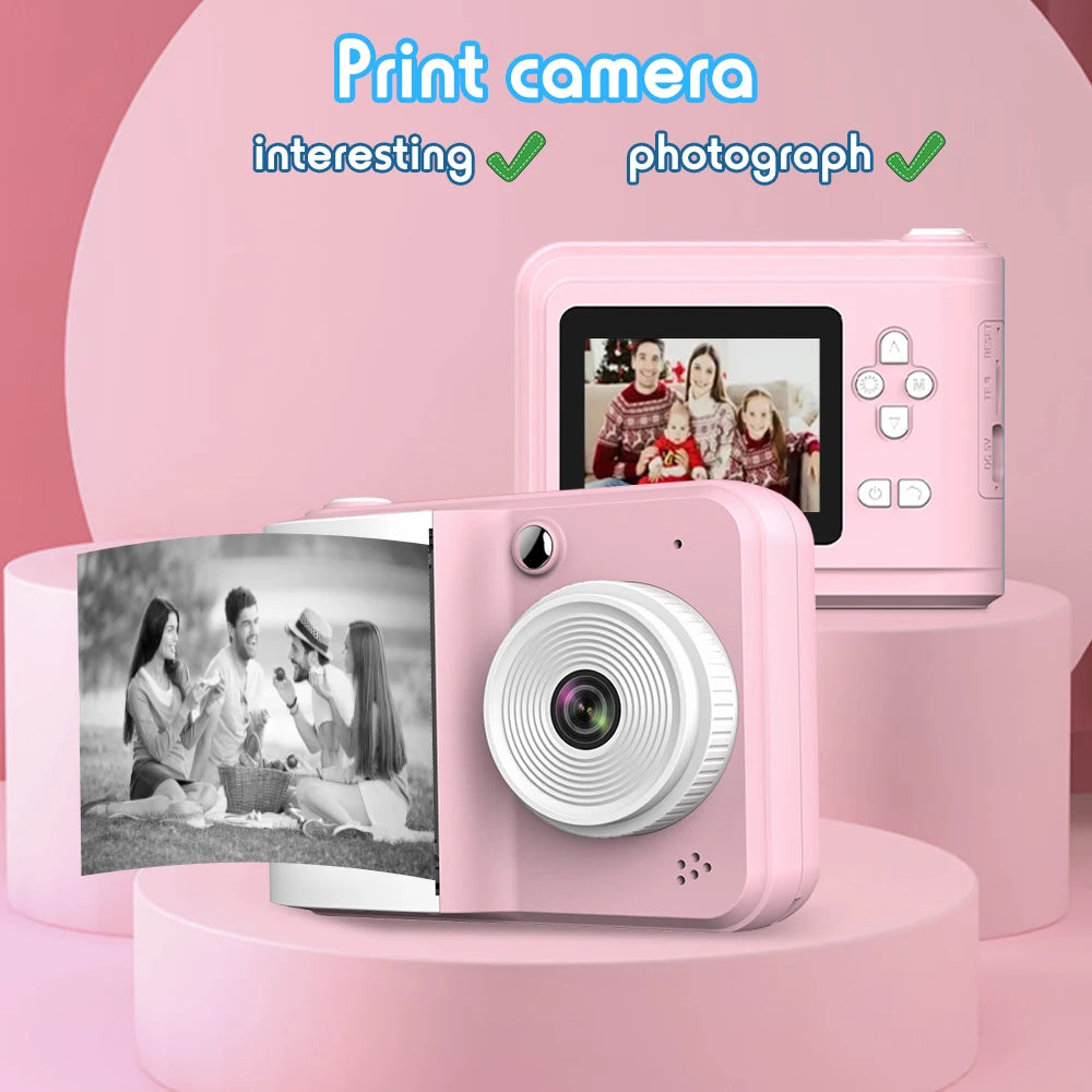 Kids Instant Printing Photo1080P HD Dual Lens Selfie Digital Camera