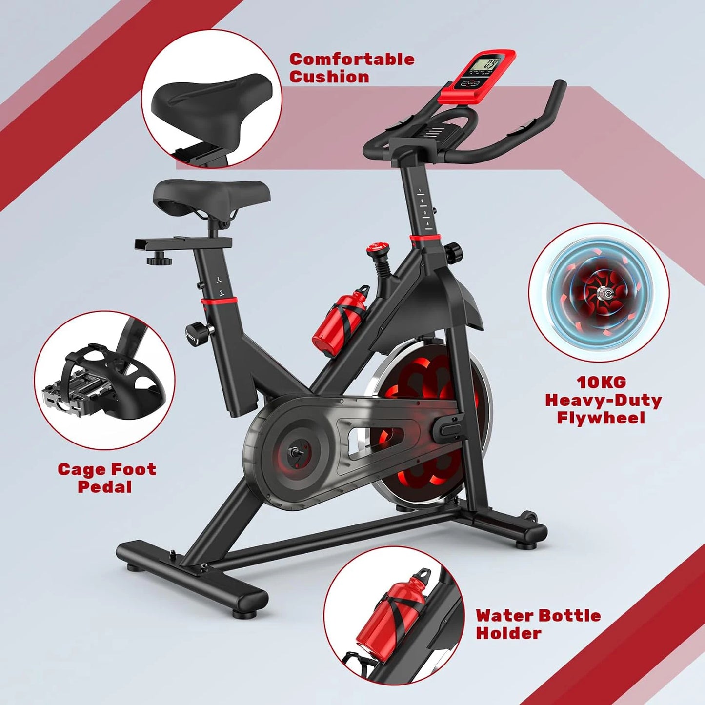 Ergometer Exercise Bike with Adjustable Magnetic Resistance