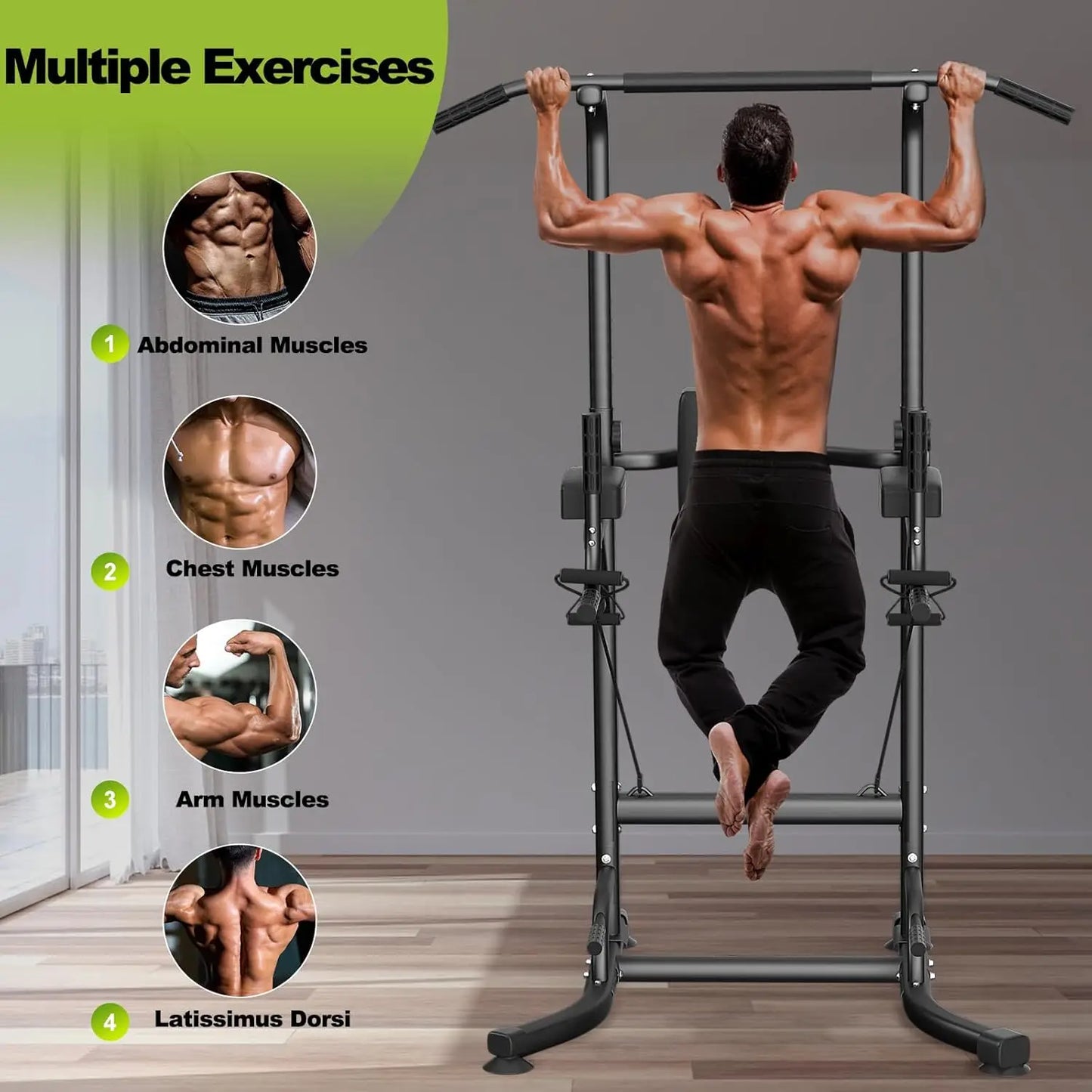 Power Tower Dip Station Pull Up Bar Multi Function Power Tower