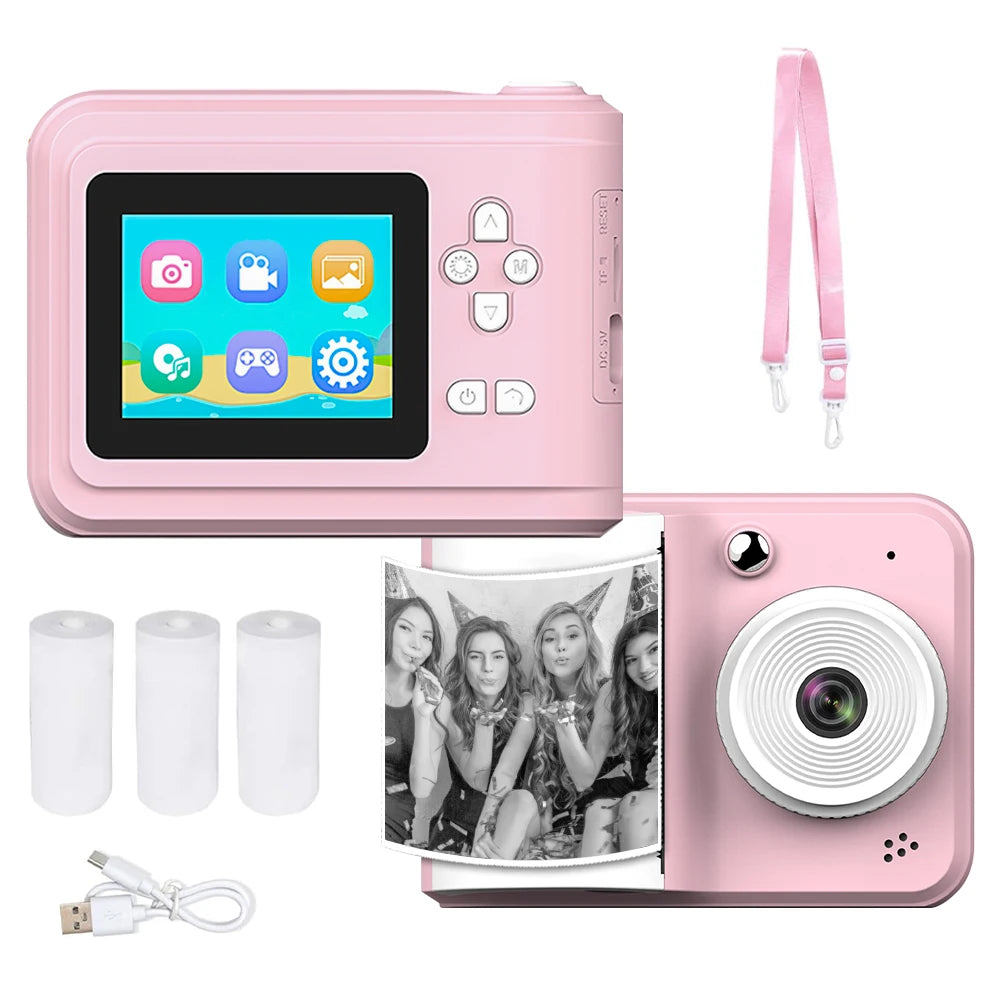 Kids Instant Printing Photo1080P HD Dual Lens Selfie Digital Camera