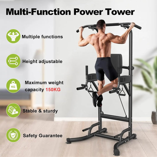Power Tower Dip Station Pull Up Bar Multi Function Power Tower