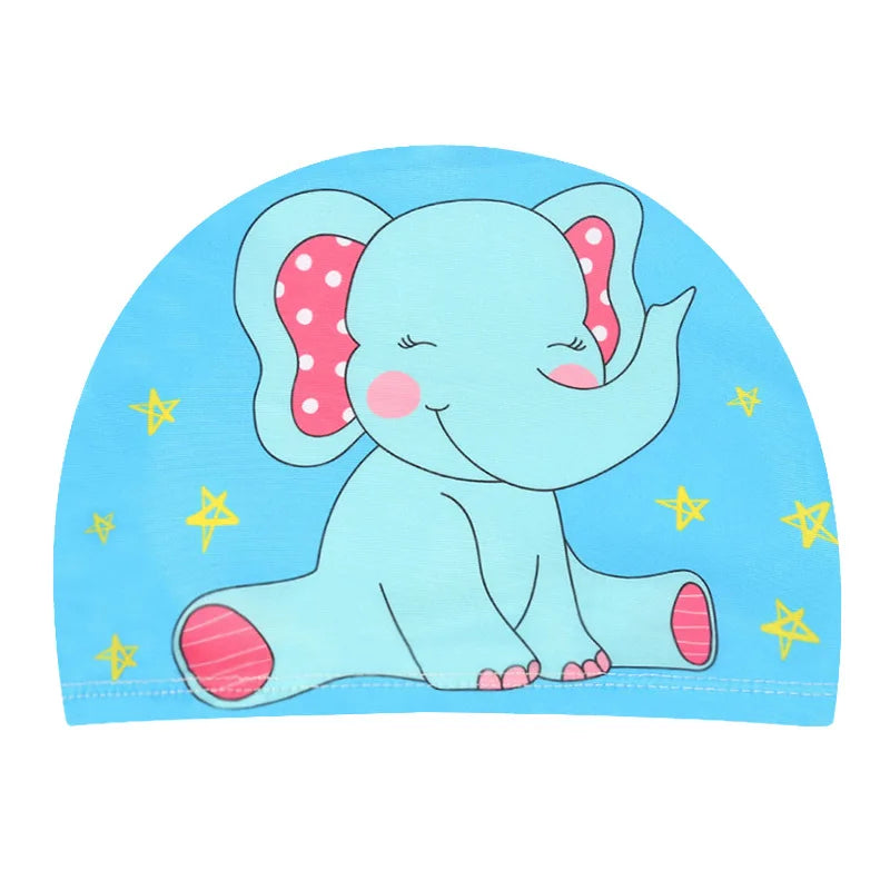 Cartoon Swimming Cap Children Kids Elastic Fabric