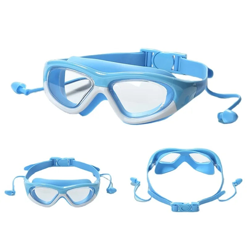 Kids Swim Goggles with Silicone Earplugs Anti-Fog Swimming Pool Eyewear