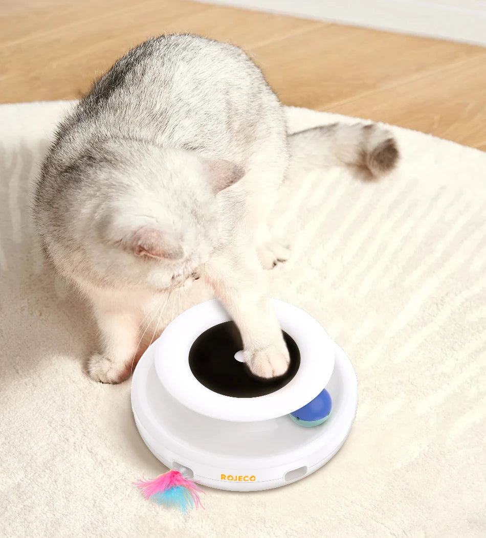 ROJECO 2 in 1 Feather and Ball Smart Cat Toy