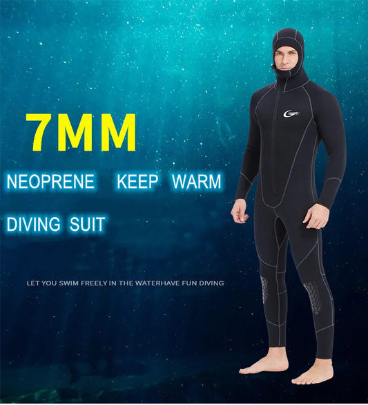 7MM Neoprene Full Body Hooded Scuba Surfing UnderWater Hunting Spearfishing Suit