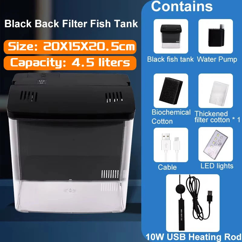 Self Circulating Tabletop Fish Tank With Back Filter